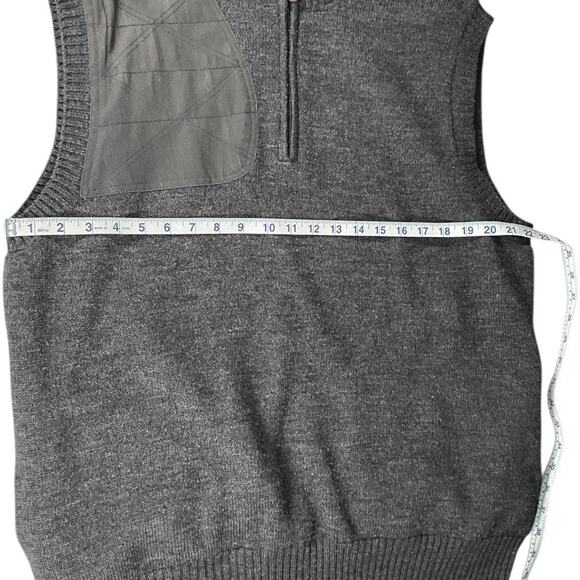 ORVIS Mens 100% Wool Vest 1/4 Zip and Shooting Patch on Shoulder Gray Large - Picture 7 of 9